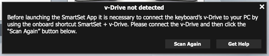 v-Drive not detected error dialog